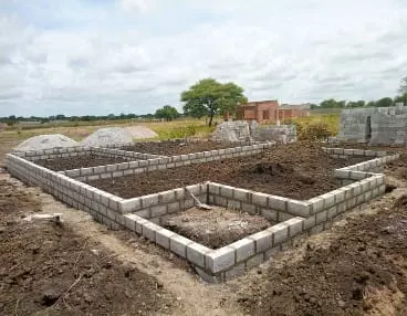 Building foundation under construction